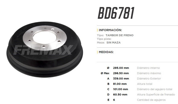 Imagen de CAMPANA DE FRENO CHEVROLET D-MAX 2.5/3.0 4X4 2002