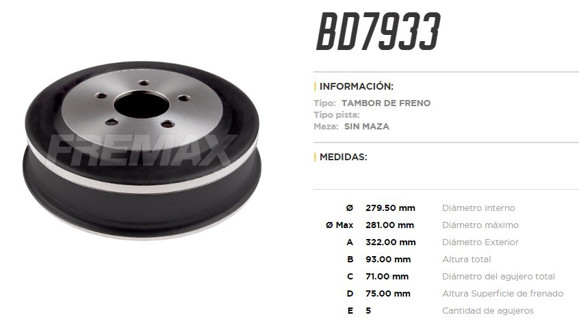 Imagen de DISCO DE FRENO TRASERO FORDD RANGER 2008