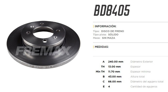 Imagen de DISCO DE FRENO DELANTERO ROVER MAESTRO DIESEL 111/114/115