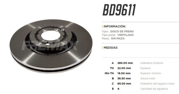Imagen de DISCO DE FRENO DELANTERO VW GOL/SAVEIRO G6 2013