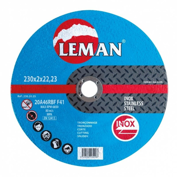 Imagen de DISCO DE CORTE ACERO INOXIDABLE LEMAN 230X2,0X22,23MM