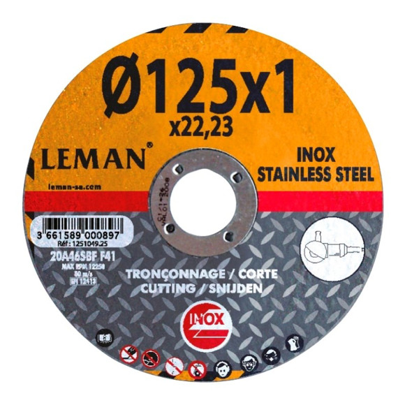 Imagen de DISCO DE CORTE ACERO INOXIDABLE LEMAN 230X2,5X22,23MM