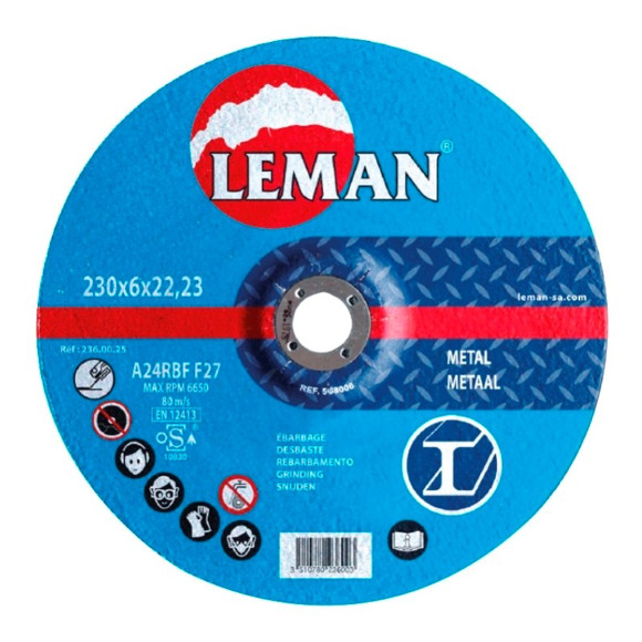 Imagen de DISCO DESBASTE METAL LEMAN 230X6,0X22,23MM
