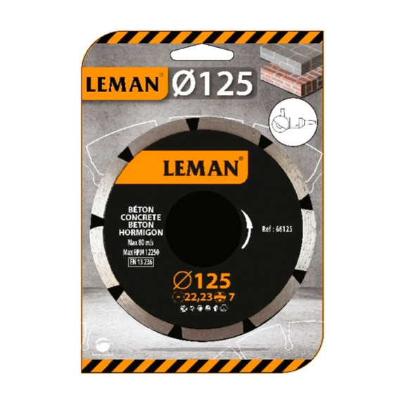 Imagen de DISCO DIAMANTADO SEGMEN P/CONCRETO LEMAN 115X7X2,0X22,23MM