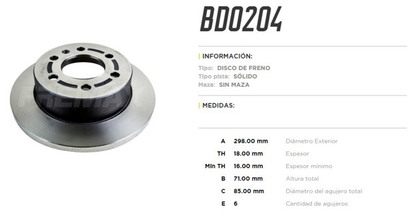 Imagen de DISCO DE FRENO TRASERO M-BENZ SPRINTER 2019