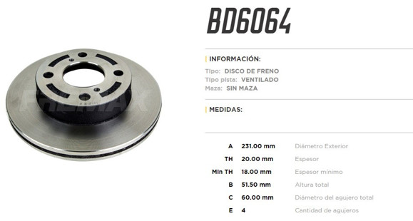 Imagen de DISCO DE FRENO DELANTERO SUZUKI ALTO 1.0 2009 (VENTILADO)