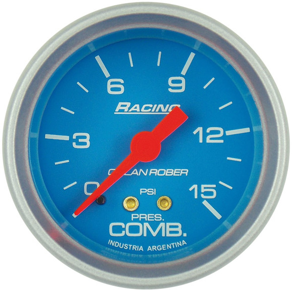 Imagen de MANOMETRO PRESION DE COMBUSTIBLE ESCALA: 0-16PSI FONDO AZUL
