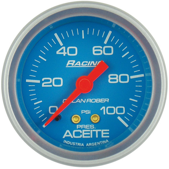 Imagen de MANOMETRO PRESION DE ACEITE ESCALA: 0-100 PSI FONDO AZUL