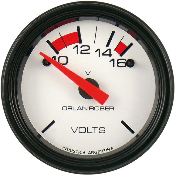 Imagen de VOLTIMETRO 12V ESCALA: 10-16V FONDO BLANCO DIAMETRO: 52MM