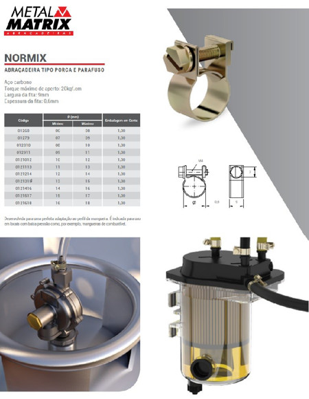 Imagen de ABRAZADERA MILIMETRICA NORMIX DE TORNILLO C/TUERCA 13 A 15MM