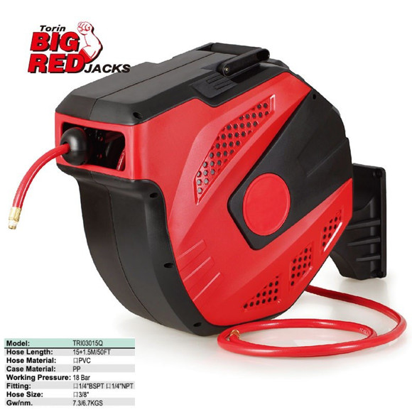 Imagen de KIT SOPORTE Y MANGUERA DE AIRE RETRACTIL 15M (CABLE 3/8)