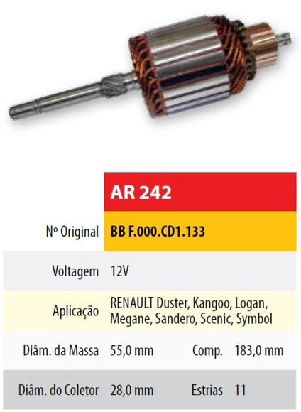 Imagen de INDUCIDO 12V RENAULT SANDERO/MEGANE/DUSTER/LOGAN 1.6 16V