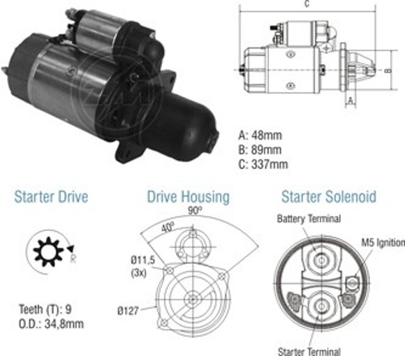 Imagen de MOTOR ARRANQUE CAMION M-BENZ 24V 9D JF