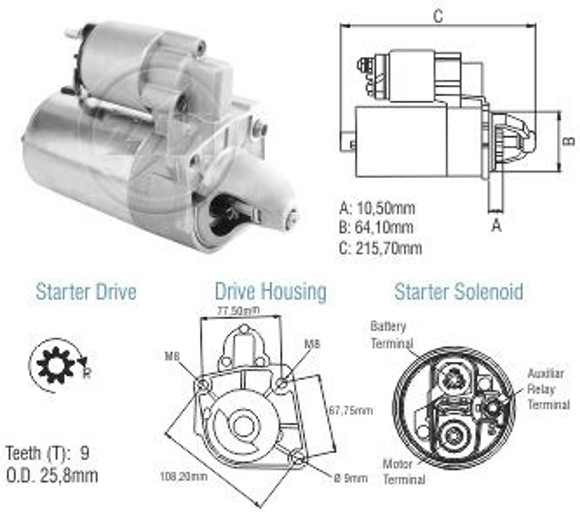 Imagen de MOTOR ARRANQUE FIAT SIENA 1.4 12V 9D