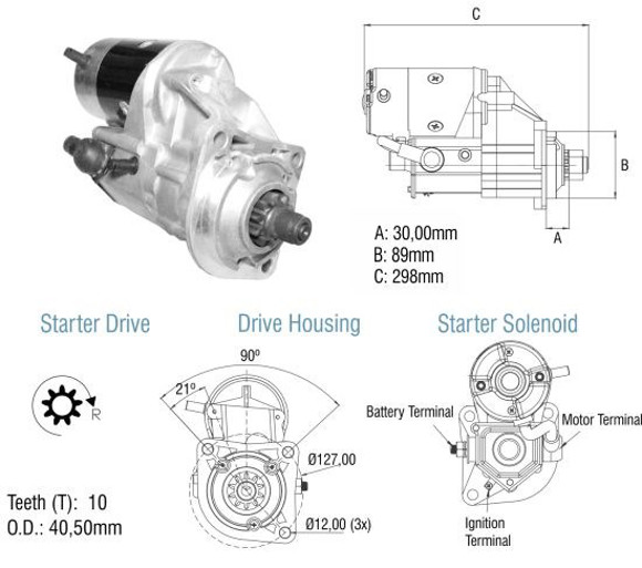 Imagen de MOTOR ARRANQUE CATERPILLAR 12V 10D C/DENSO