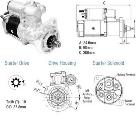 Imagen de MOTOR ARRANQUE VW 8150/9150/13180/ C/DELCO 29MT 12V 10D