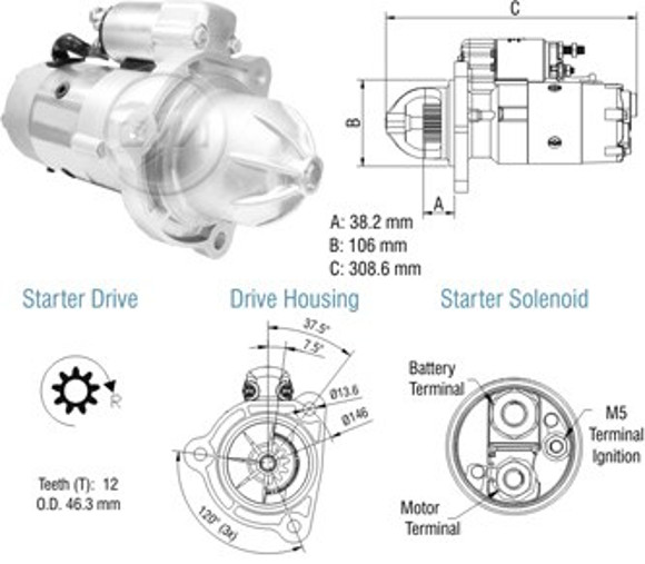 Imagen de MOTOR ARRANQUE VW 17220/17310/23220/6CTAA C/PRESTOLITE 12V