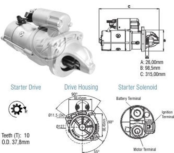 Imagen de MOTOR ARRANQUE IVECO DAILY/VOLVO VM/MWM M100R 24V 10D