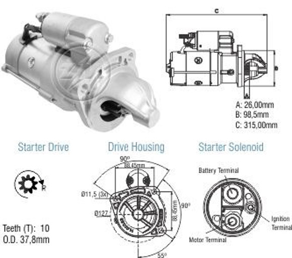 Imagen de MOTOR ARRANQUE FORD CARGO 24V C/PRESTOLITE