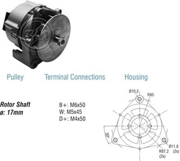 Imagen de ALTERNADOR 12V 90AMP M-BENZ CAMION CONECTOR ANTIGUO