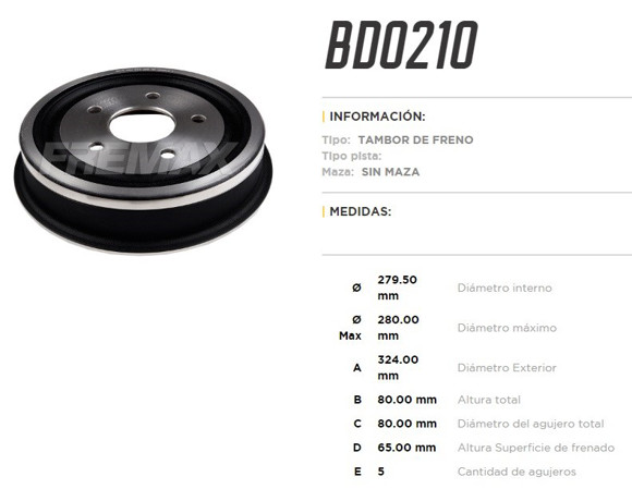 Imagen de CAMPANA FRENO TRAS FORD F100 3.6 1966-1981