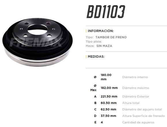 Imagen de CAMPANA FRENO TRAS VENT HYUNDAI ATOS 1.0 98-09