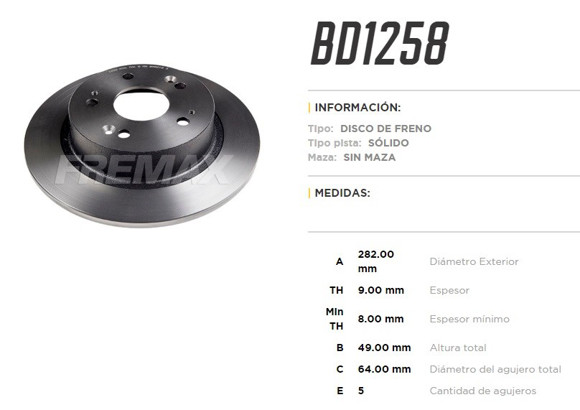 Imagen de DISCO DE FRENO TRASERO HONDA ACCORD
