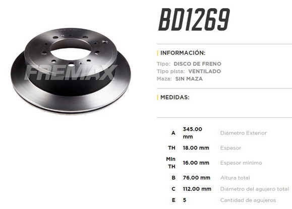 Imagen de DISCO FRENO VENT. TRAS. TOYOTA LAND CRUISER PRADO/TUNDRA