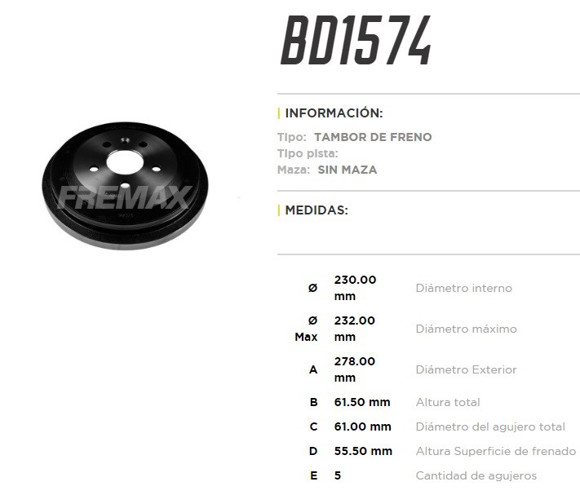 Imagen de CAMPANA FRENO TRAS GM TRACKER 1.0/1.2T 20. . .