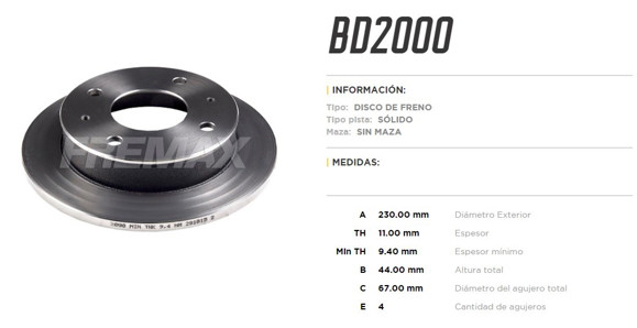 Imagen de DISCO FRENO DEL HYUNDAI ATOS 1.0 230MM