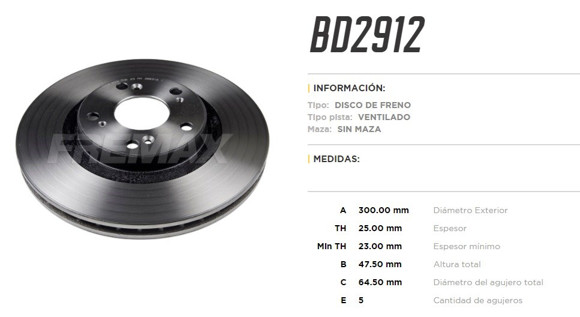 Imagen de DISCO FRENO DEL VENTILADO HONDA CIVIC CRV 2006