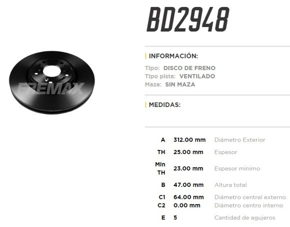 Imagen de DISCO FRENO DEL VENT HONDA CRV/CR-V 1.5 2018. . .