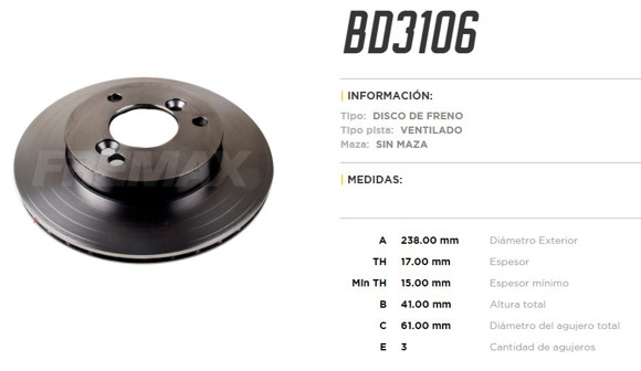 Imagen de DISCO FRENO DEL VENTILADO RENAULT KWID 1.0 2019. . .