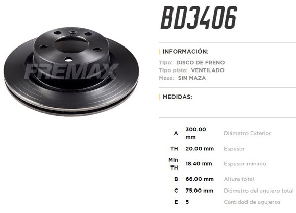 Imagen de DISCO FRENO TRAS VENT BMW SERIE 1 Y 3 (E90) 2005. . .