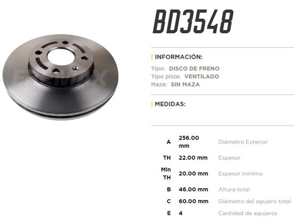 Imagen de DISCO FRNO DEL VENT. GM SPIN 1.8 2017. . . ONIX 1.0 20. . .