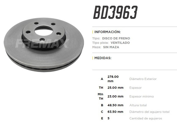 Imagen de DISCO FRENO DEL VENT FORD S-MAX/FOCUS II 04. . . VOLVO C30
