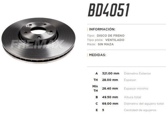 Imagen de DISCO FRENO DEL VENT HYUNDAI VERACRUZ 3.8 07-12 SANTA FE