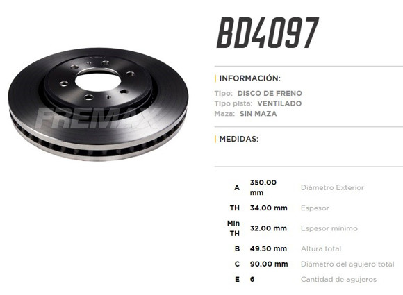 Imagen de DISCO FRNO DEL VENT. FORD F150 10. . . EXPEDITION 5.4 07-10