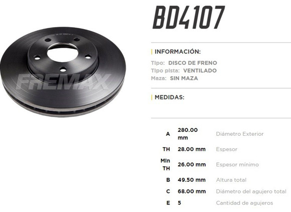 Imagen de DISCO FRENO DEL VENT NISSAN PRIMERA 02. . . X-TRAIL 01. . .