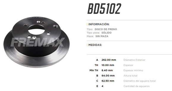 Imagen de DISCO FRENO TRAS HYUNDAI ACCENT 1.5 CRDI/I10 1.2/I20 284MM