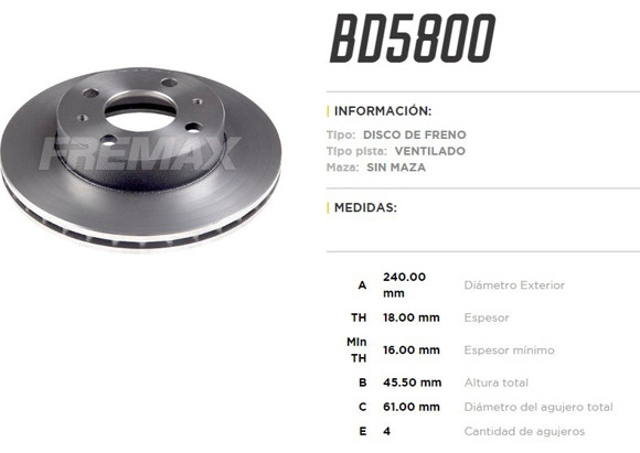Imagen de DISCO FRENO DEL VENT NISSAN 100/NX 91-3 SENTRA B12/B13/N14