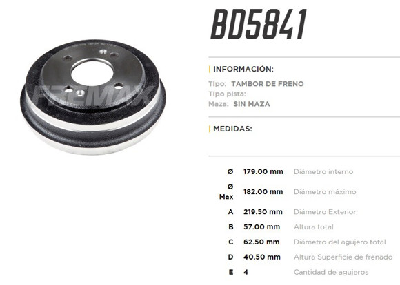 Imagen de CAMPANA FRENO TRAS KIA PICANTO 1.0/1.1 04. . .