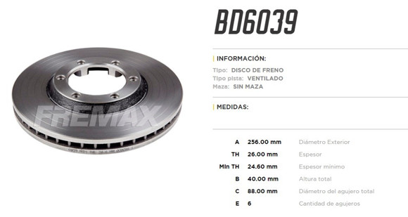 Imagen de DISCO FRENO DEL VENT GREAT WALL WINGLE 5/GM D-MAX 2.5 3.0