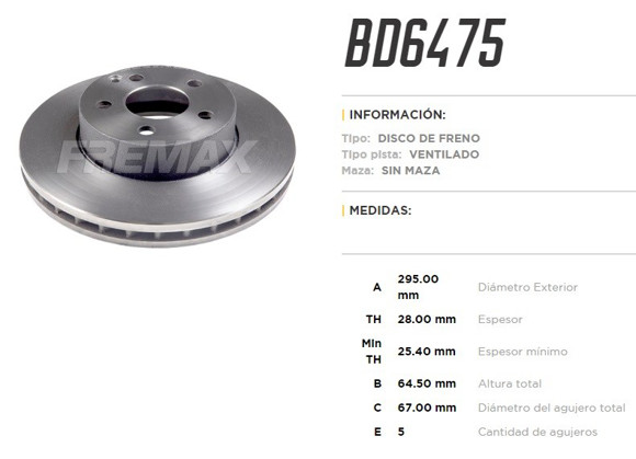 Imagen de DISCO FRENO M-BENZ CLASE C 07. . . C200/C220/C230C/250/C280