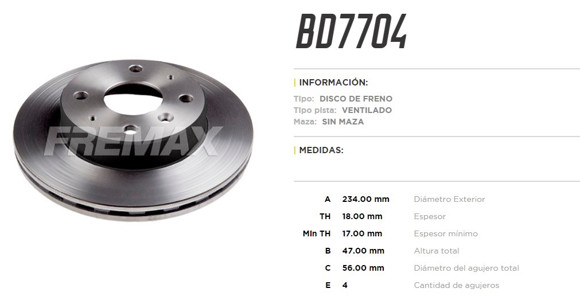 Imagen de DISCO FRENO DEL VENT DAIHATSU CHARADE/APPLAUSE 1.3/1.6