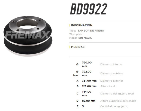Imagen de CAMPANA FRENO DEL DAIHATSU DELTA 2005. . .