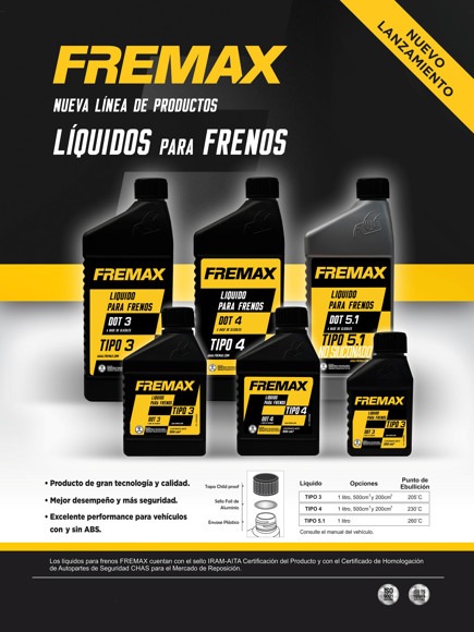Imagen de LIQUIDO DE FRENO FREMAX DOT 5.1 500ML