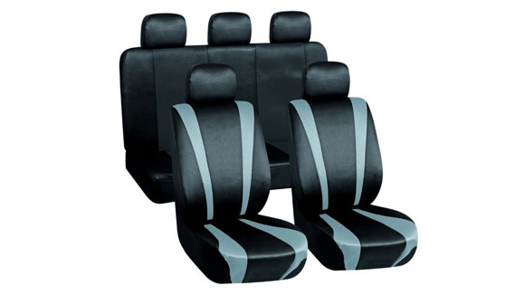 Imagen de JUEGO DE FUNDAS CUBRE ASIENTO COLOR NEGRO Y GRIS