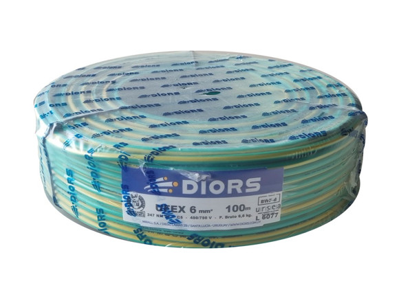 Imagen de ROLLO 100MTS CABLE 6MM VERDE/AMARILLO UNIPOLAR TIERRA