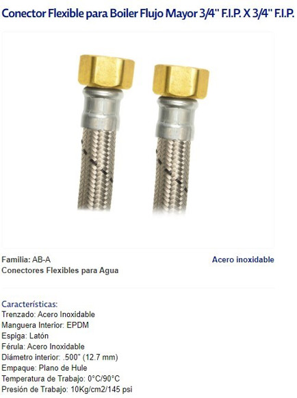 Imagen de COLILLA ACERO INOX. 3/4" HEMBRA/HEMBRA 80CM